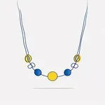 simple necklace with three blue and yellow beads image